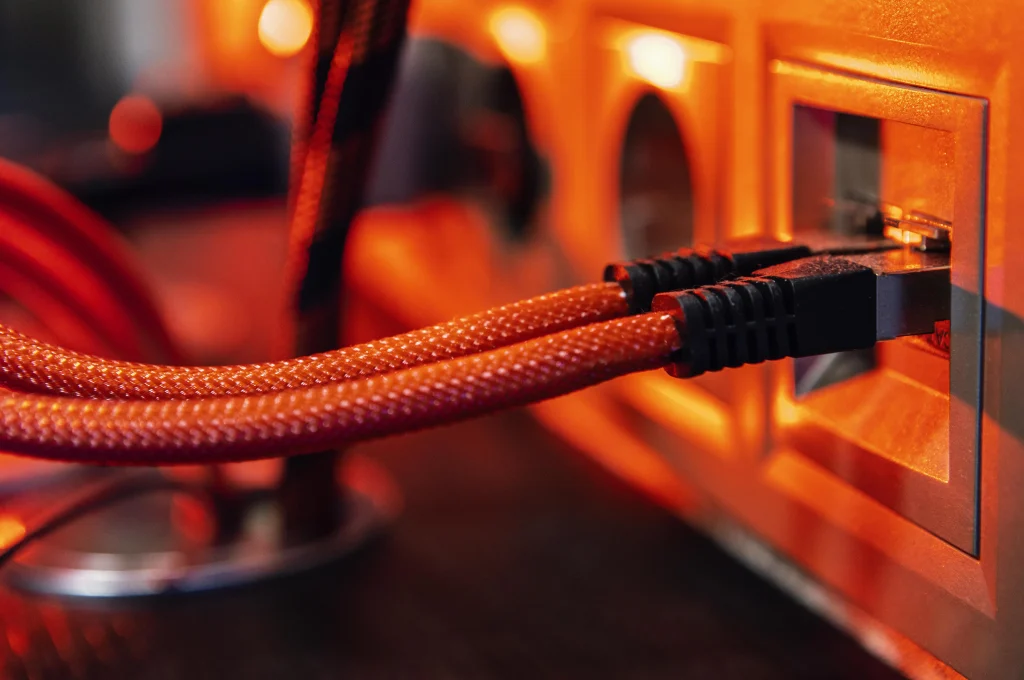 cables red light background